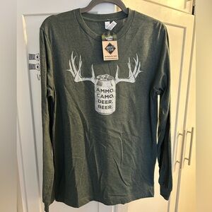 Vintage  Style Olive Long Sleeve Tee Unisex